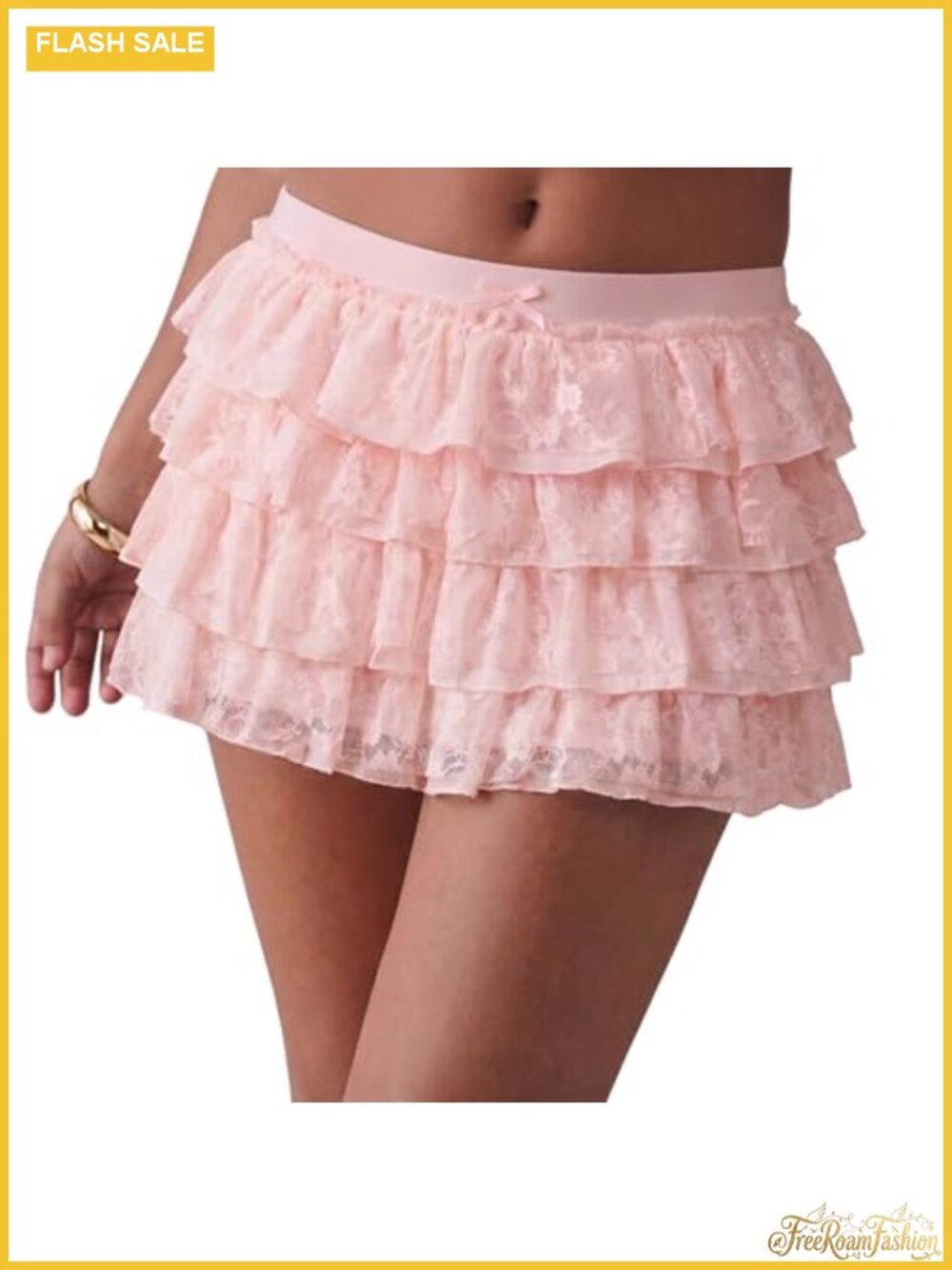 Womens Ruffle Mini Skirt with Built-In Shorts High Waisted Stretch Lace Skort